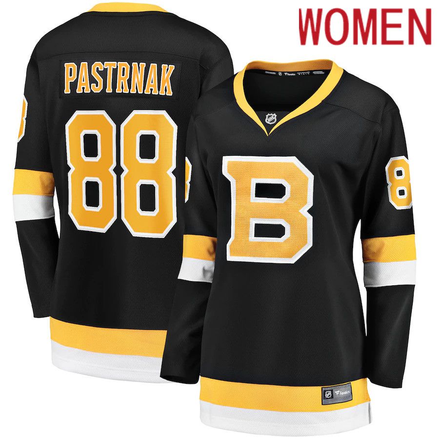 Women Boston Bruins 88 David Pastrnak Fanatics Branded Black Alternate Premier Breakaway Player NHL Jersey